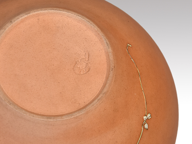 真葛窯 二代 宮川香山(作) 水指 素肌色絵 葛の画 共箱 誂え塗蓋 | 古