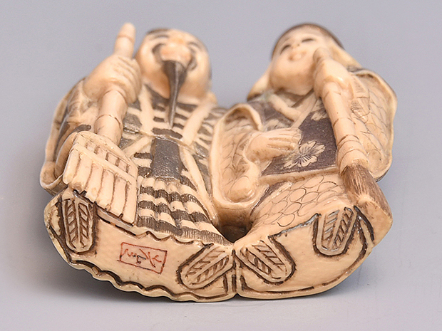 象牙根付 高砂人形（尉・姥) 「光之」作 | 古美術ささき