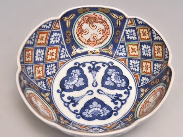 古伊万里手描き江戸期江戸時代幕末骨董品龍の図蓋付き飯碗5客