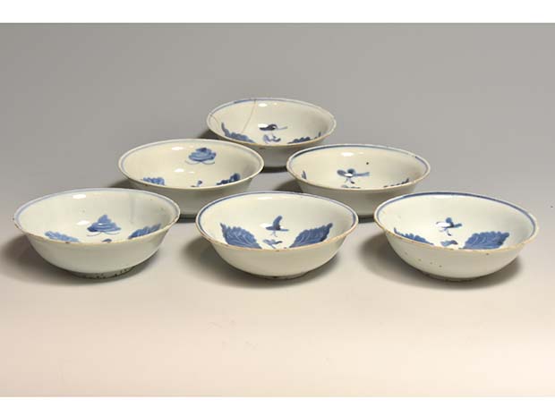 古染付 なずな文 4寸皿 6枚 明末～清初 懐石向付に | 古美術ささき