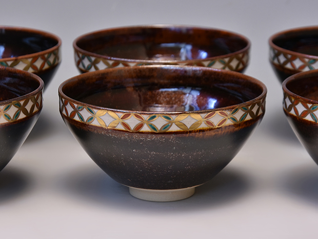色絵天目口七宝画 数茶碗 10客 清閑寺窯 杉田祥平(作) 共箱 | 古美術ささき