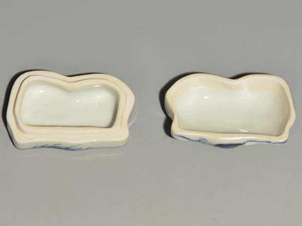 二代三浦竹泉（造）青華馬香合 共箱 茶道具 現代工芸 香道具 京焼 美品