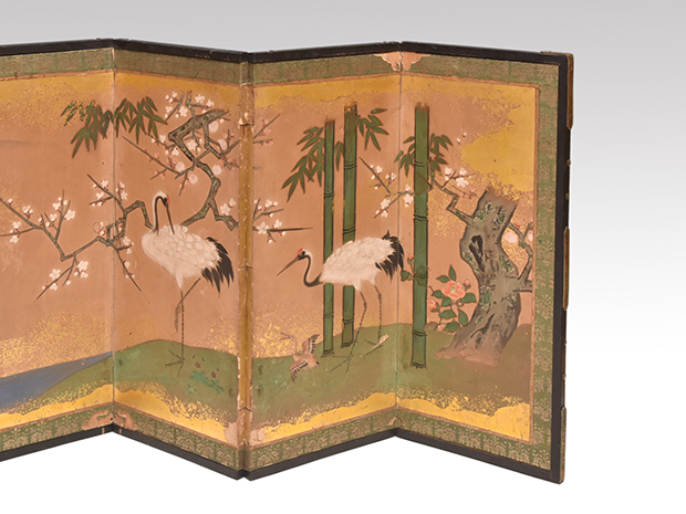 雛屏風 松竹梅に花鳥画 江戸中期 六曲一双 | 古美術ささき