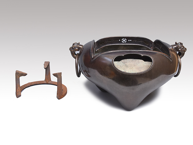 遠州好 唐銅 色紙風炉 名越浄味(作) 大西浄中箱書 | 古美術ささき