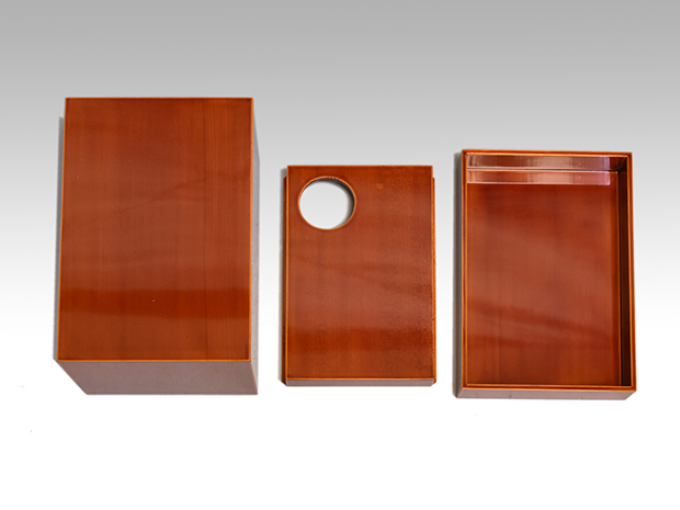 飛騨春慶塗 茶箱一揃い 象牙茶杓 仕覆（正倉院 双鳥華紋）未使用 | 古