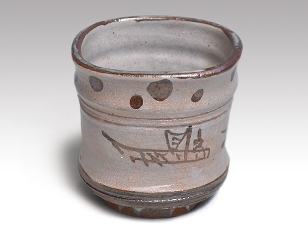 絵唐津筒茶碗 西岡小十（作） 共箱 | 古美術ささき