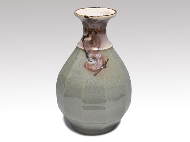 田村耕一（造）椿文面取長首壷 共箱 人間国宝 | 古美術ささき