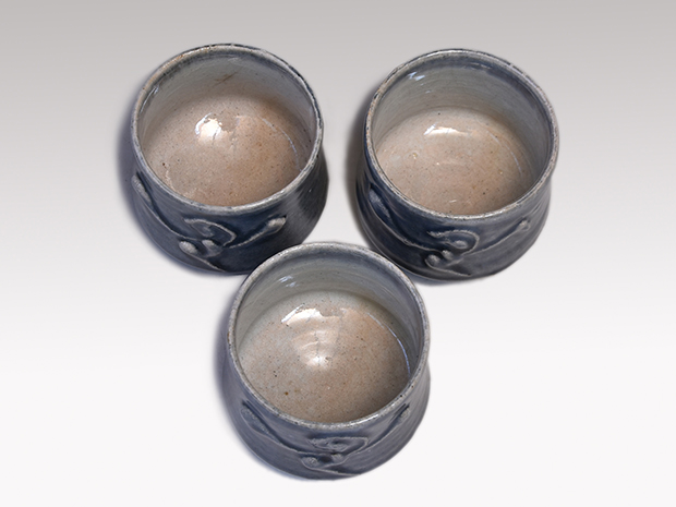 呉須筒描花文湯碗 3客 河井寛次郎（作）河井紅苑（識） | 古美術ささき