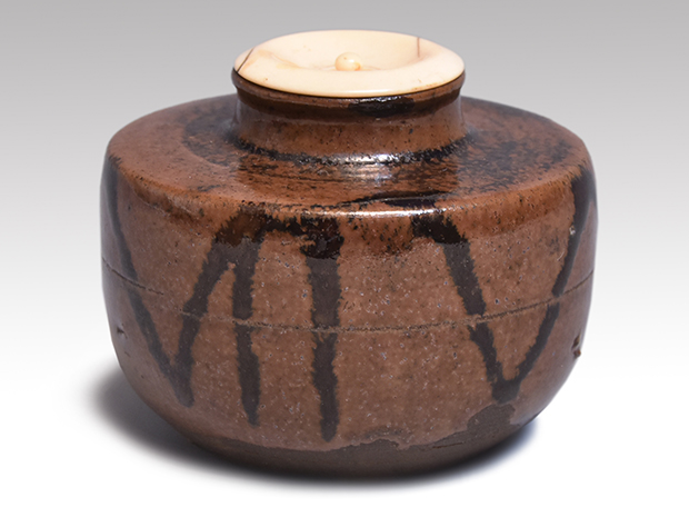 瀬戸茶入 銘「芦乃屋」 小堀宗慶箱書 象牙蓋 仕覆3 | 古美術ささき