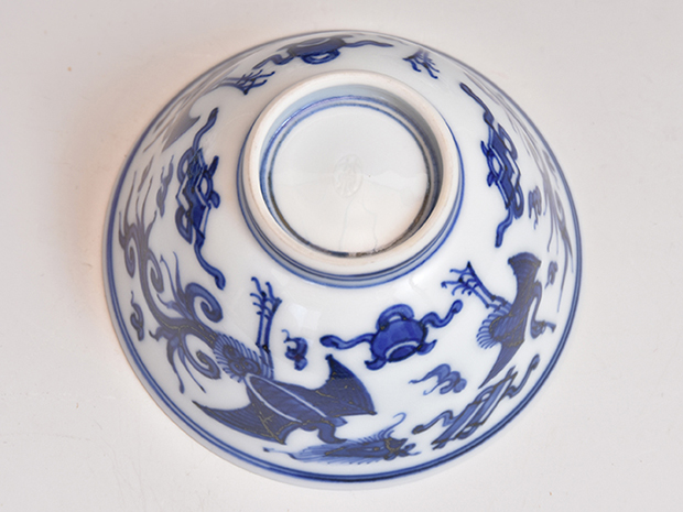 初代 篩月庵 三浦竹泉(作) 倣古青華鳳凰鶴図煎茶碗5客 共箱 | 古美術ささき