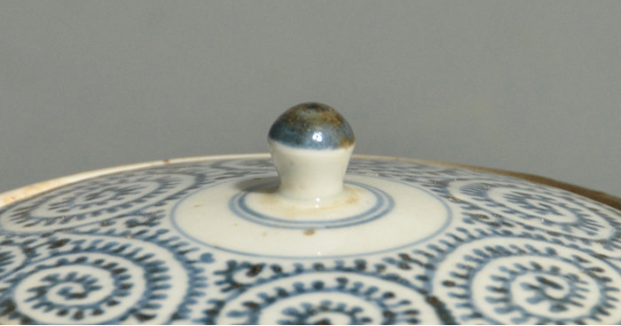 古伊万里 手付き水注 燗鍋 花に蛸唐草染付 共蓋 江戸後期 美品 | 古