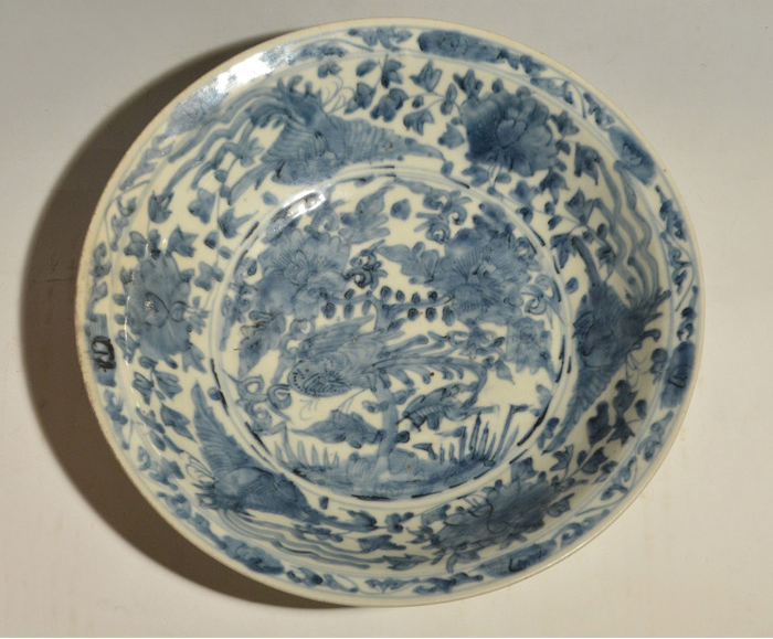 中国美術 16世紀頃 明代 明時代 青花花鳥文大盤 染付大皿 唐物 安南