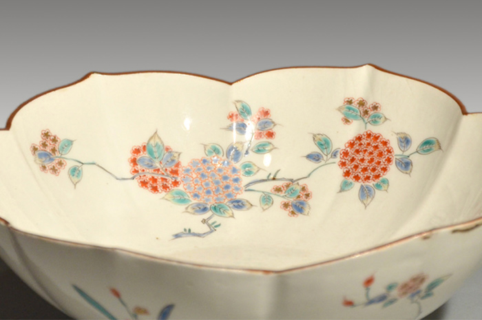 古伊万里（柿右衛門様式）色絵花文輪花鉢 菓子器 江戸時代中期頃 | 古