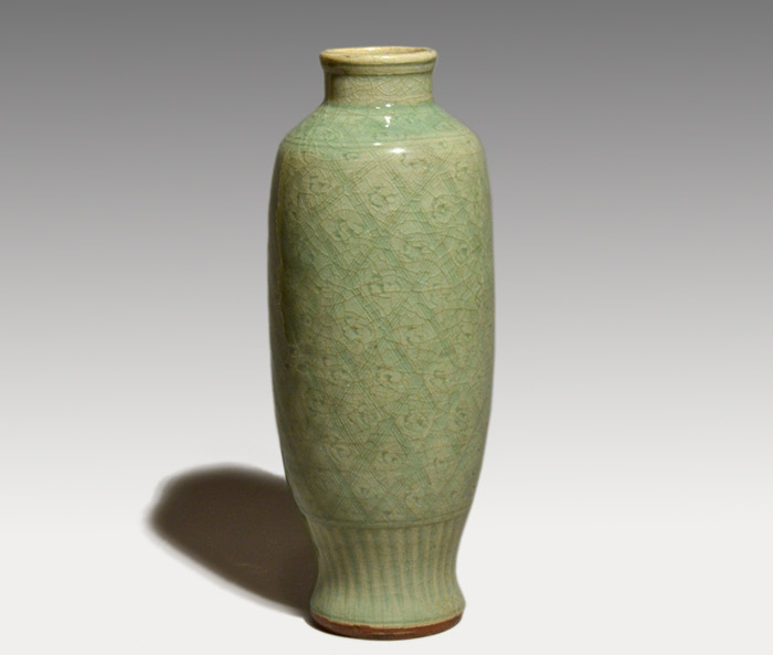 ☆中国古玩 明時代七官青磁花文花瓶 ei007yl.3 龍泉