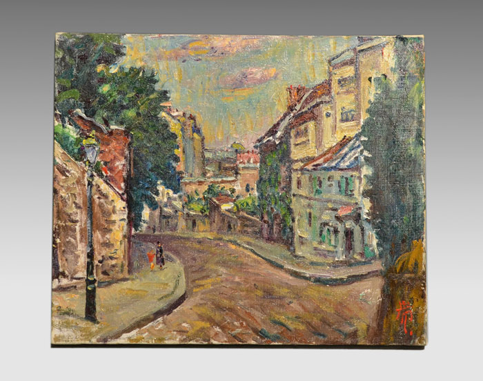 萩谷 巌 油彩画 「モンマルトル風景」F8号師黒田清輝 物故巨匠 | 古