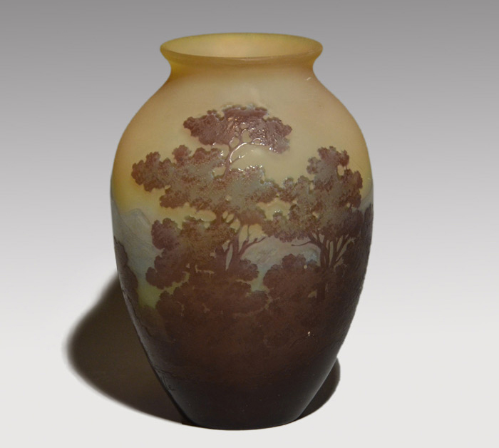 Galle ガレ 風景文 花瓶 酸化腐食彫 1900年代初頭 | 古美術ささき
