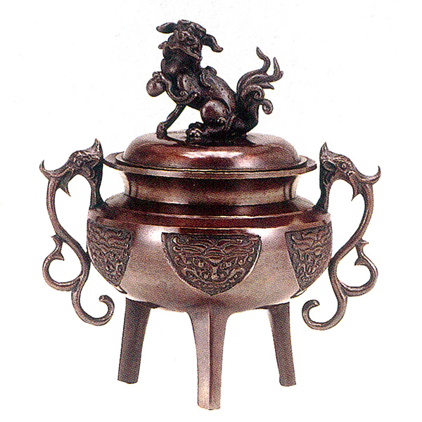 高岡銅器 香炉 大和型獅子蓋香炉 小 徳色の通販 - お香専門店香源