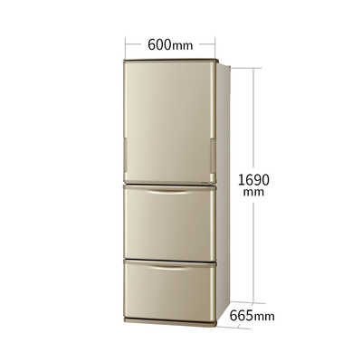 シャープ SHARP 冷蔵庫 3ドア どっちもドア(両開き) 350L SJ-W359K-N