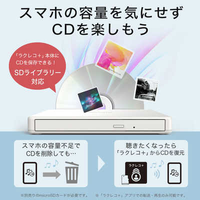BUFFALO スマホ用CDレコーダー「ラクレコ」DVD再生＆microSDスロット