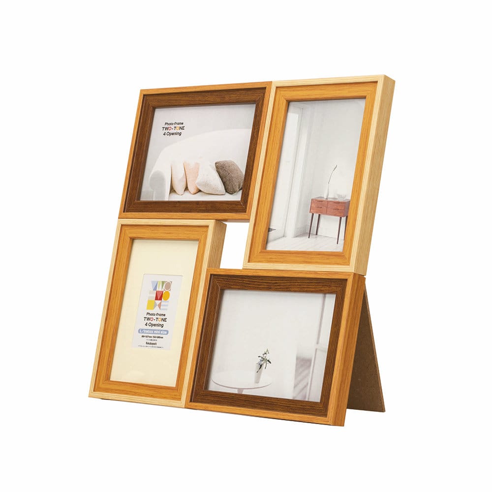 ナカバヤシ ツートンフォトフレーム4面 L判／チェキ ブラウン F
