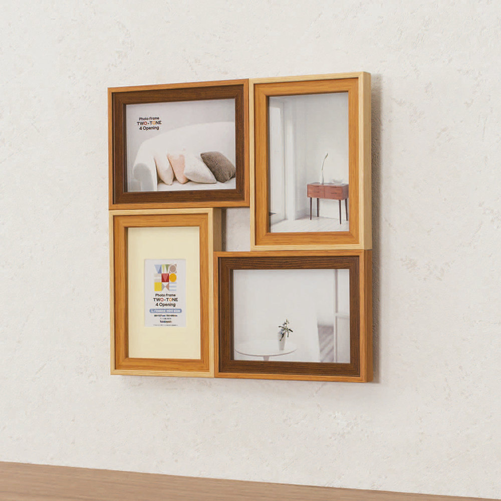 ナカバヤシ ツートンフォトフレーム4面 L判／チェキ ブラウン F