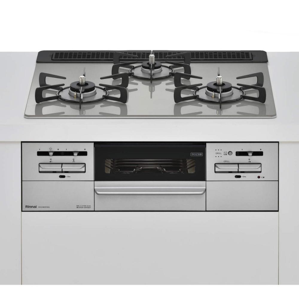コメリ×リンナイ オリジナル ビルトインコンロ ガラストップ 都市ガス