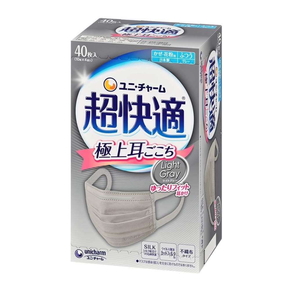ユニ・チャーム 超快適マスク プリーツタイプ グレー ふつう 7枚 の
