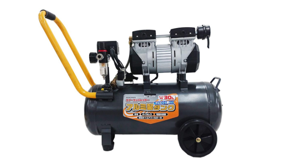 軽くてさびにくいアルミタンク式のコンプレッサー「アルミタンク静音