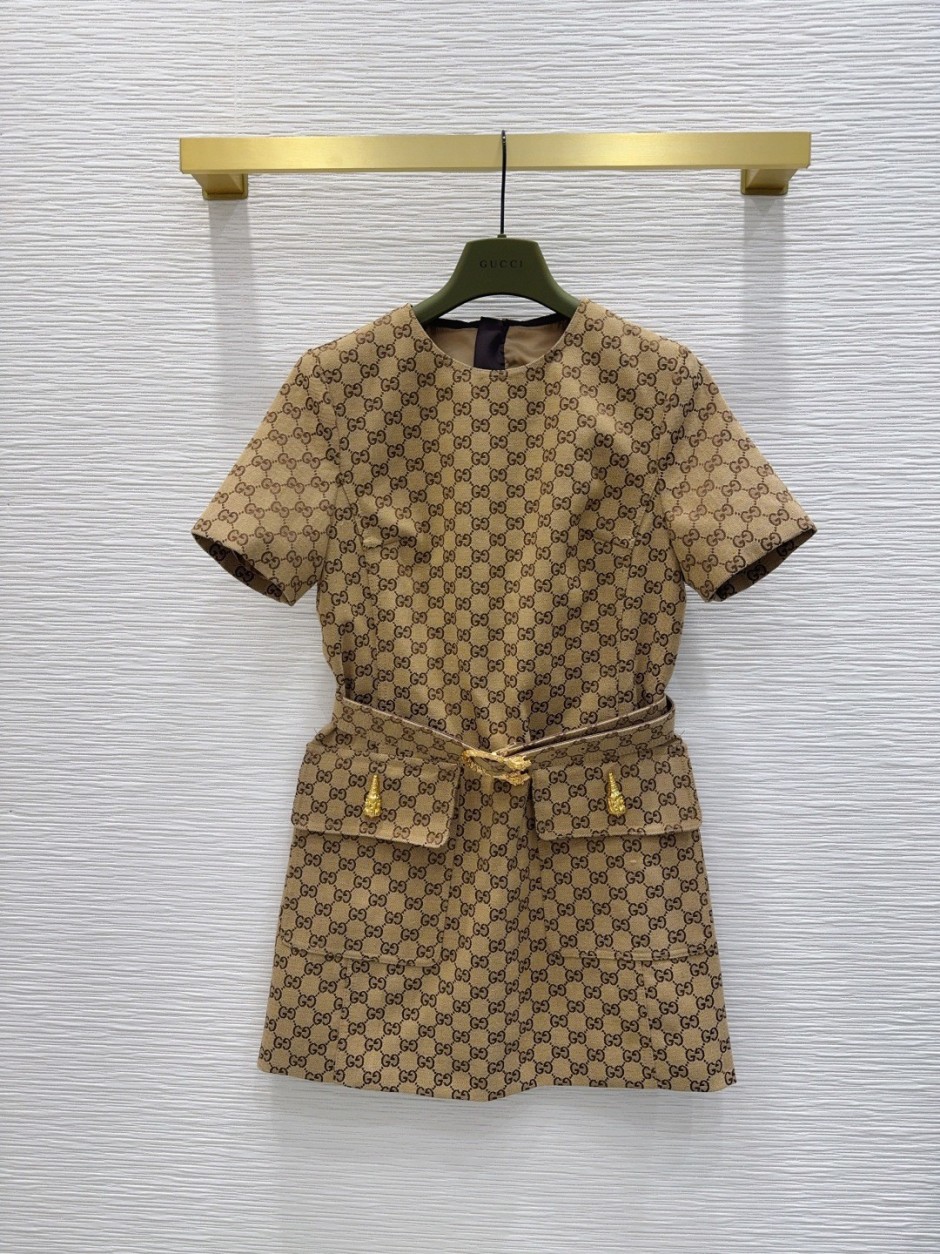 GGコットンキャンバス 半袖 ミニドレス グッチ ワンピース 偽物