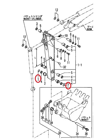 Oリング アーム先端 日立 ZX30U-5A 5.7×64.6【標準バケット専用
