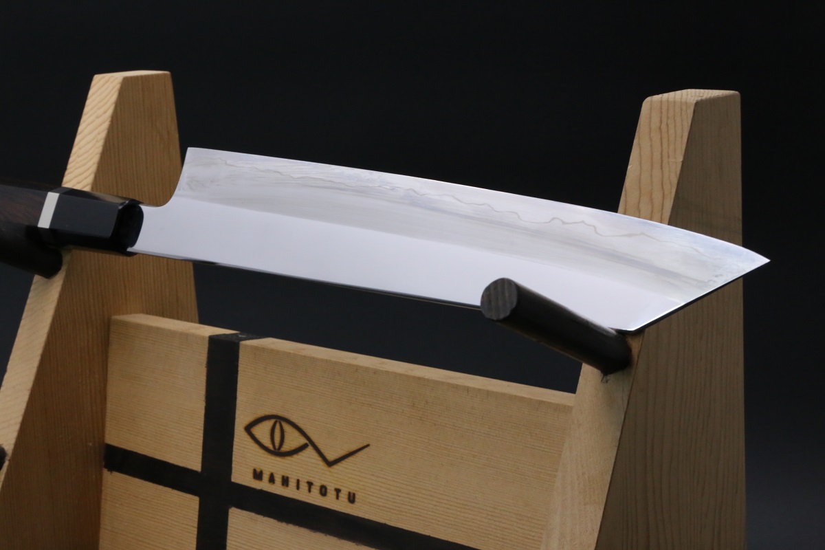 切付牛刀 V金10号 割込み 240mm 両鏡面仕上げ 黒檀柄 中川悟志作-歌舞