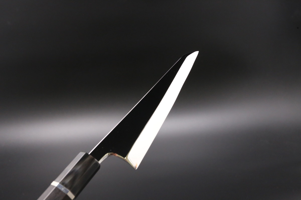 骨スキ V金10号 150mm 全鋼本焼 全鏡面 黒檀柄-歌舞伎ナイフ