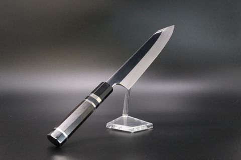 勘所 切付 V金10号 210mm 直刀 全鋼本焼 黒檀柄 鞘付き-歌舞伎ナイフ