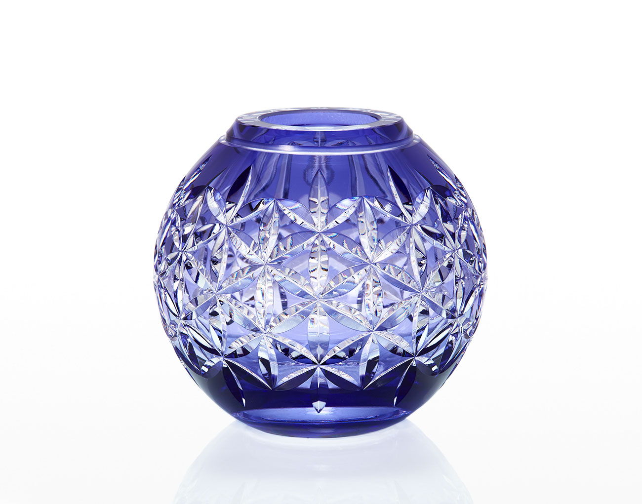 直営店限定 江戸切子 手まり花瓶 ＜花七宝＞ | カガミクリスタル