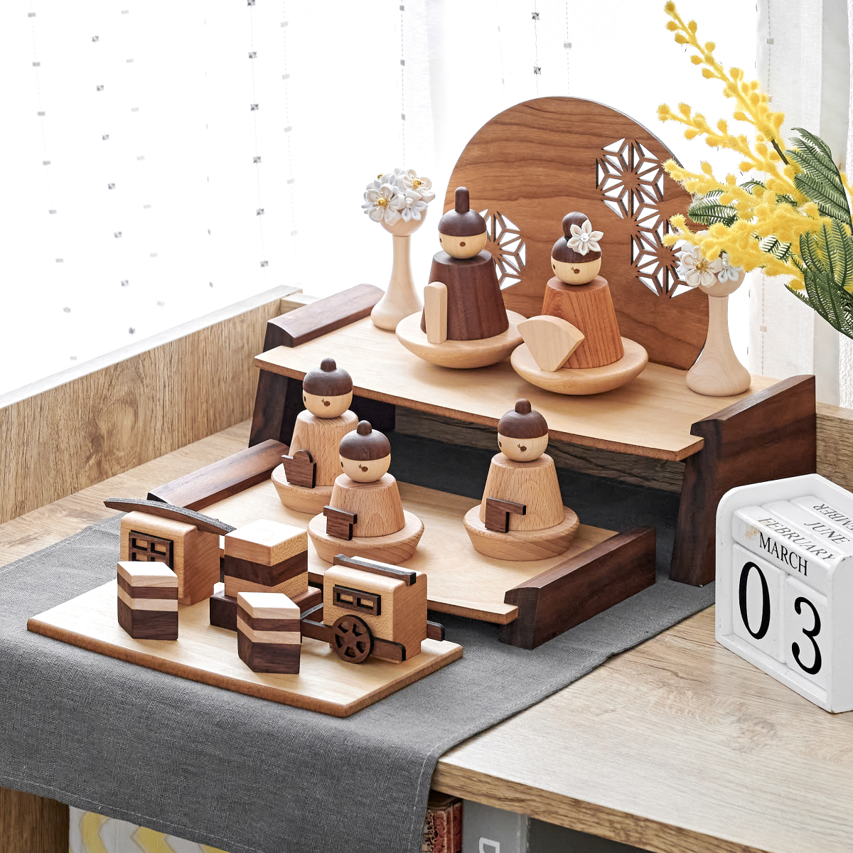 雛人形 三段飾り 木製ひな人形 5点セットの通販情報 - 家具通販の