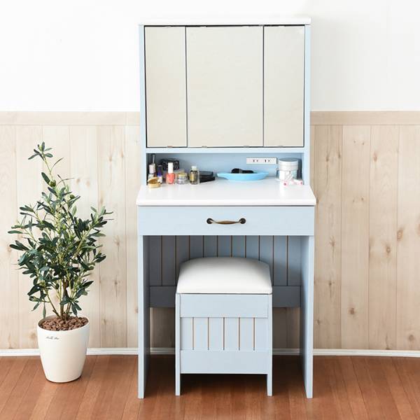 フレンチカントリー家具 三面鏡ドレッサー&スツール Azur(アジュール