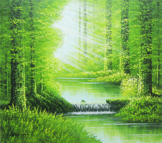 絵画 油絵 陽光 (横山守) 送料無料 【肉筆】【油絵】【日本の風景