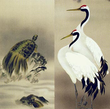 掛け軸 鶴亀双幅 （鈴村秀山） 送料無料 掛軸 商品詳細 掛け軸の販売