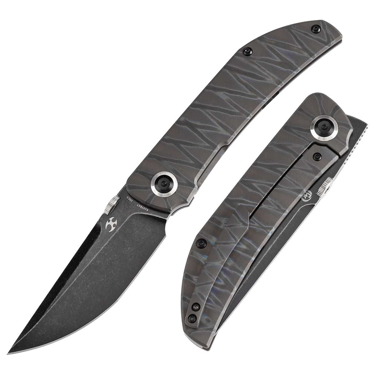 KANSEPT Tarkin Frame lock Knife Tiger Stripe Flamed Titanium