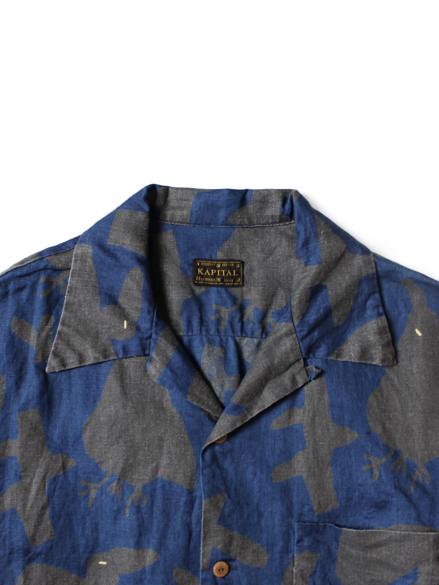 フレンチクロスリネン GUIDING LIGHT カラス抜染 アロハシャツ | KAPITAL