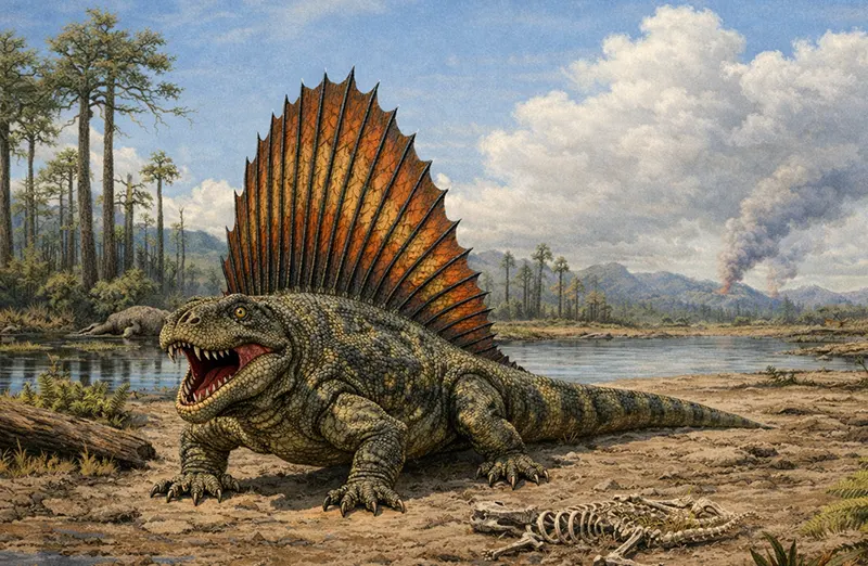 希少！ペルム紀オクラホマ州産肉食単弓類、ディメトロドン（Dimetrodon