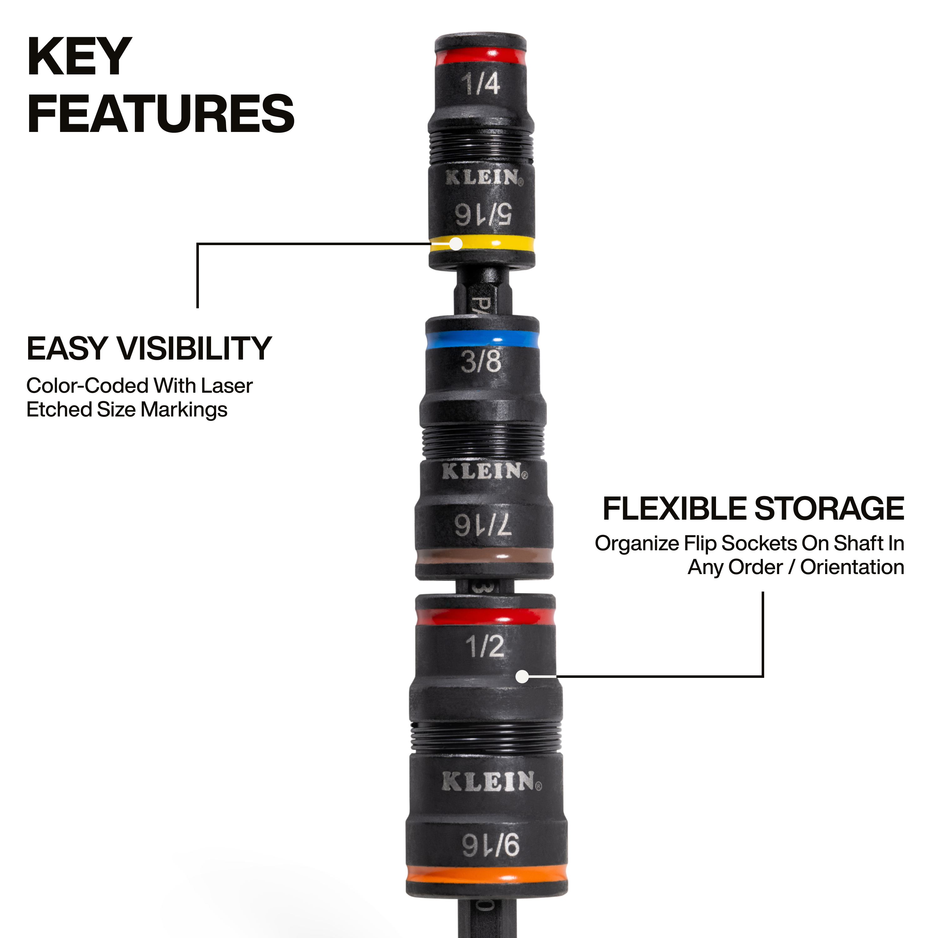 7-in-1 Impact Flip Socket Set - 32933 | Klein Tools