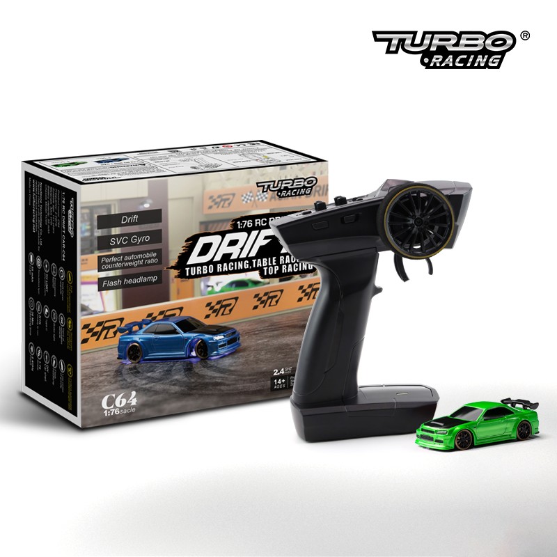 TURBO RACING 1/76スケール RTR R/Cカー C64ドリフト（グリーン）：技