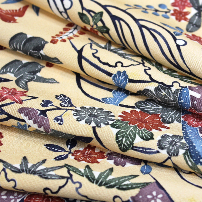 古琉球小紋 紅型染 丹後ちりめん 正絹 ― 上品で華やかなおしゃれ着