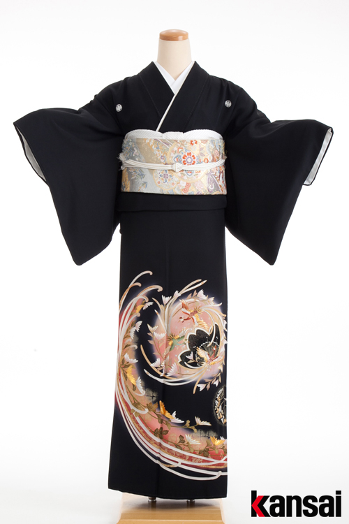 正絹 留袖 レンタル 五つ紋 120009 山本寛斎 ピンク 菊 花喰鳥