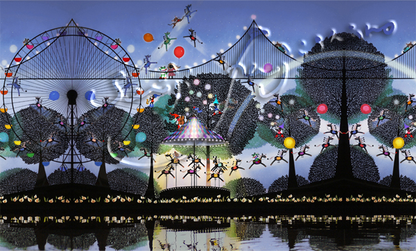 藤城清治：レフグラフファイン版画 木馬の夢II（受注生産商品：納期3