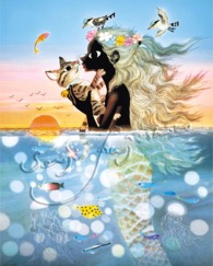 藤城清治：ジクレー版画 夕日の中の愛の奇蹟（受注生産商品：納期3か