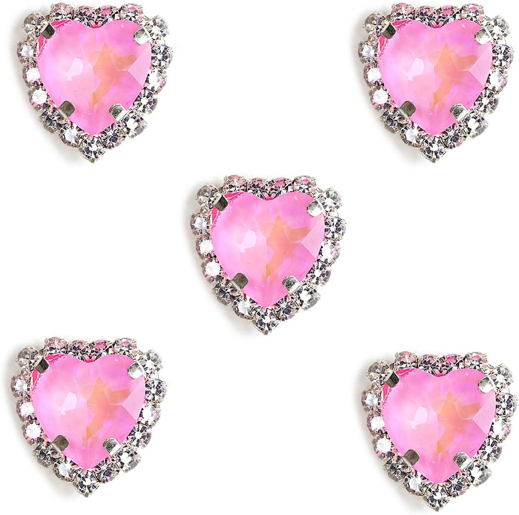 ハート ビジュー パーツ【ピンク】シルバー パステルカラー ネイル