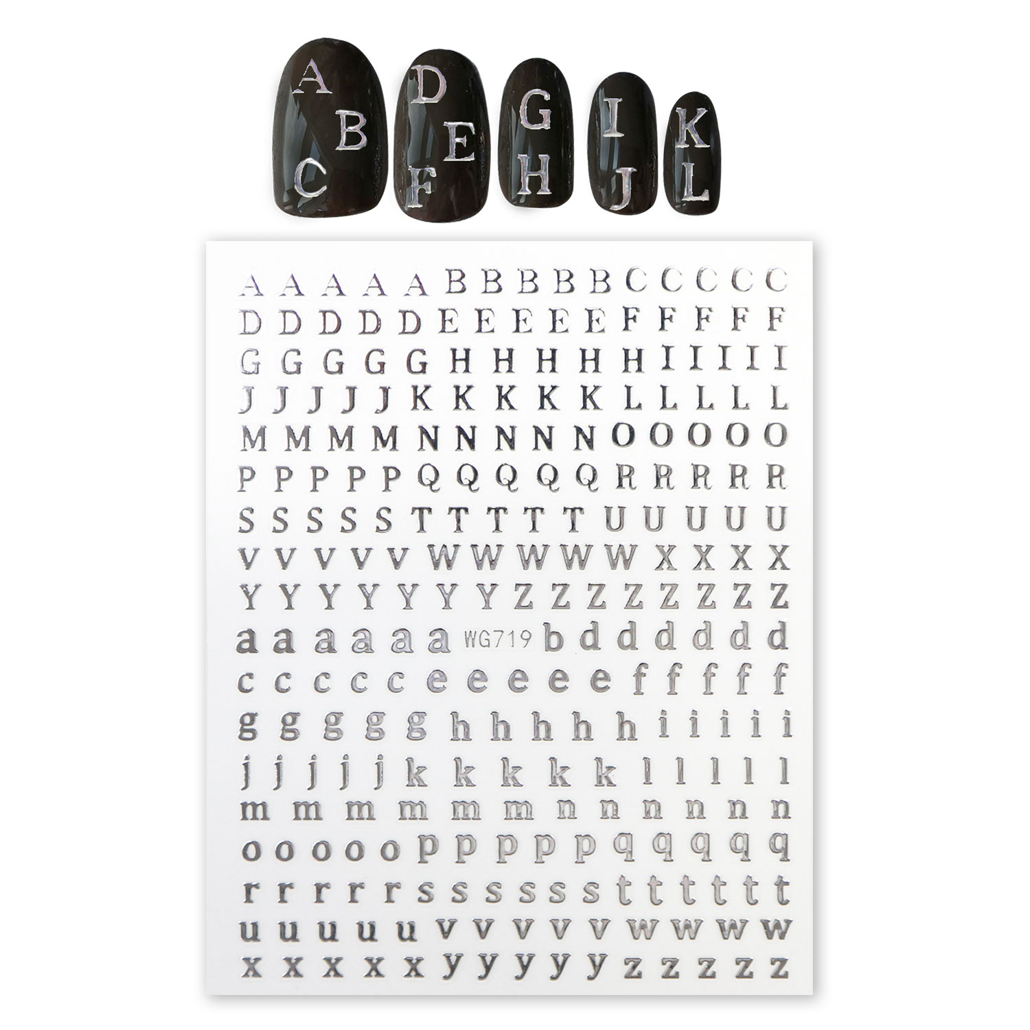 ネイルシール アルファベット セリフ体 英語 文字【シルバー】ネイル