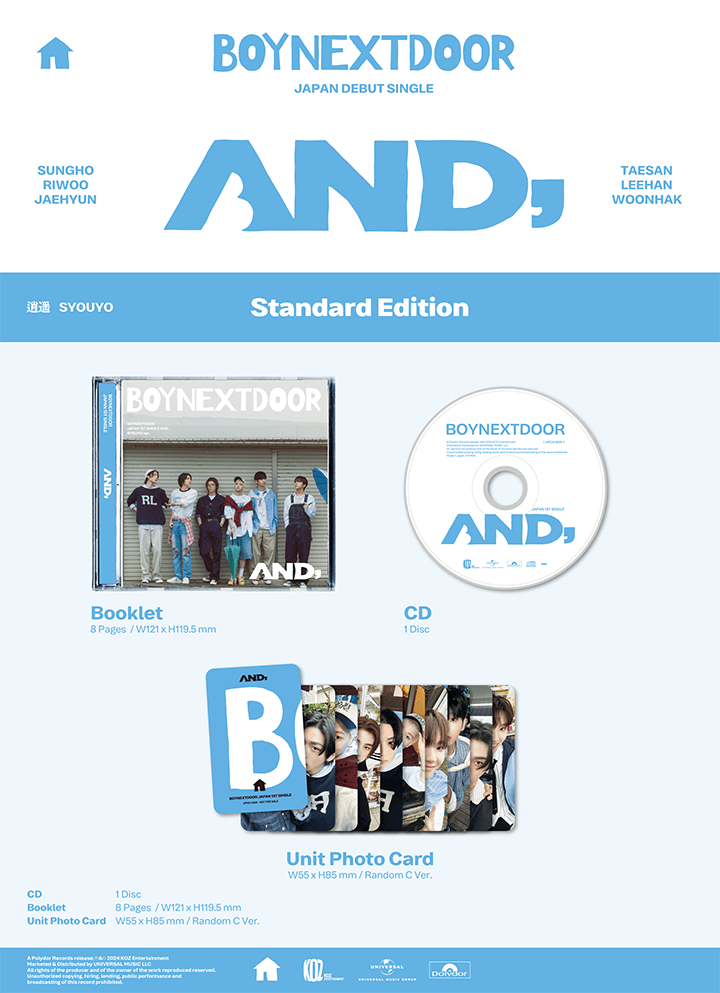 BOYNEXTDOOR Japan 1st Single Album AND, Limited & Standard (3